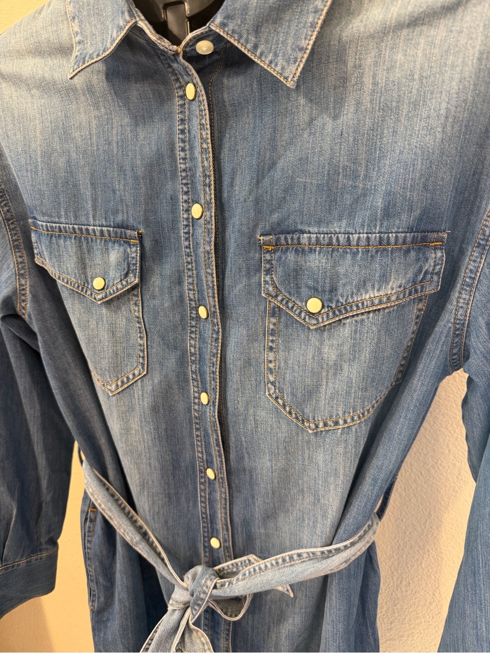 Pendleton Western 100% Cotton Pearl Snap Denim Shirt Dress | Western Cowgirl | S - Picture 4 of 9